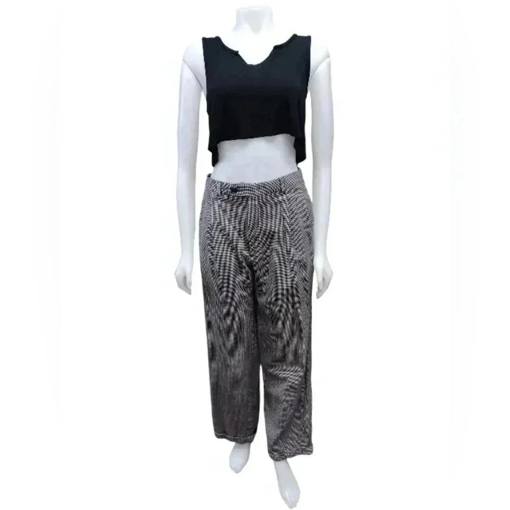 Burberrys 100% Wool Black and White Check Trousers Size Large